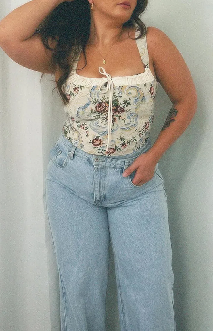 Floral Print Cropped Camisole Top