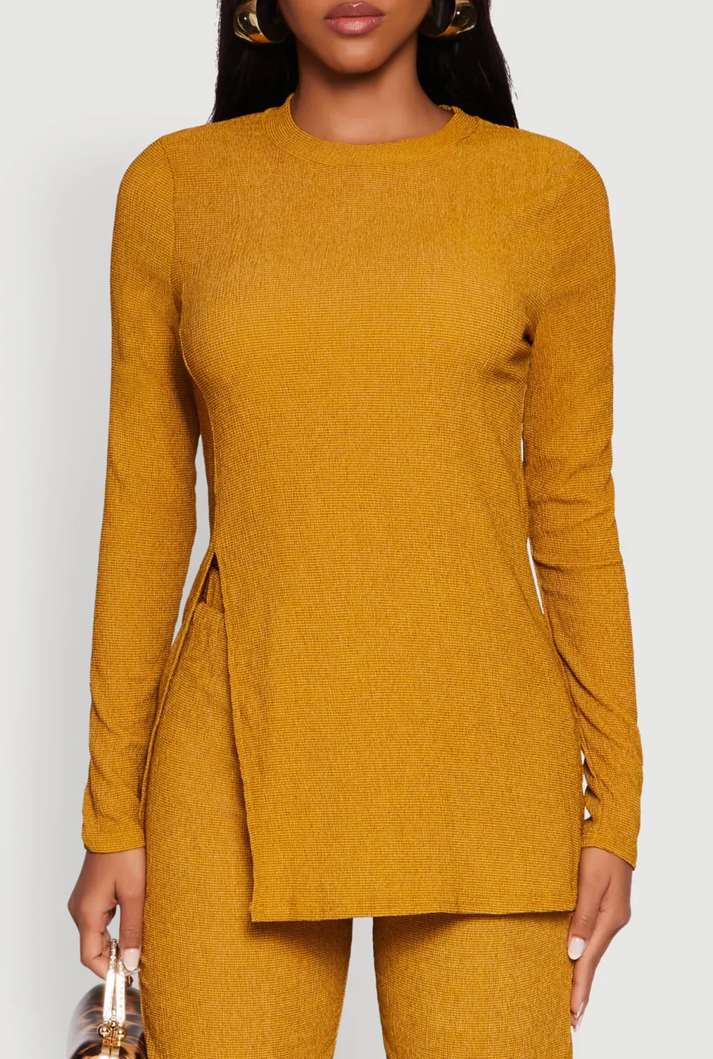 Side Slit Long Sleeved Shirt