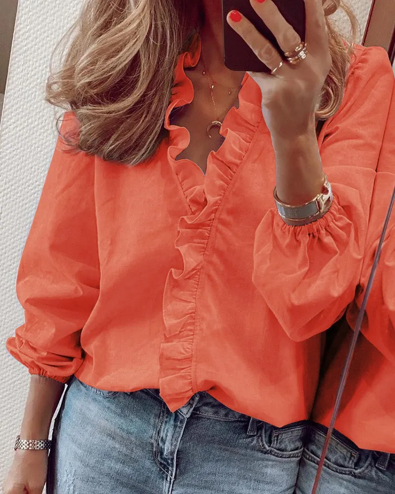 New Long Sleeve Ruffle Blouse Shirt