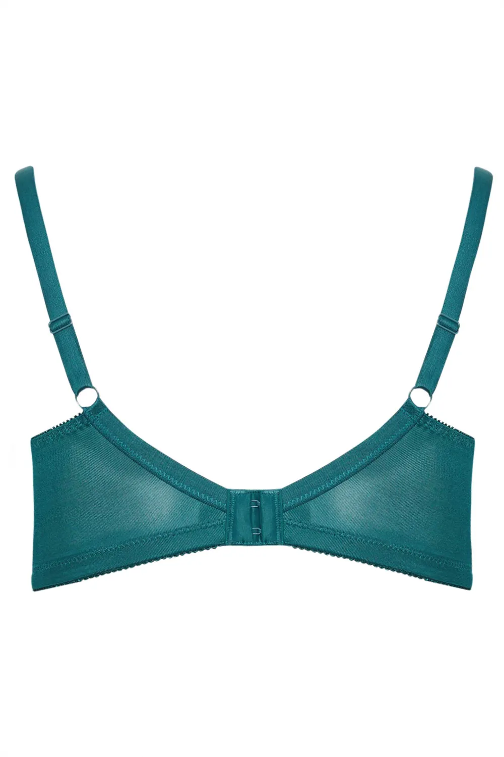 YOURS Curve Green Hi Shine Lace Non-Padded Non-Wired Full Cup Bra