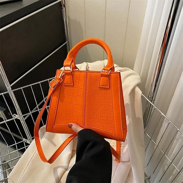 Women's Handbag Shoulder Bag PU Leather Daily Durable Black White Peach