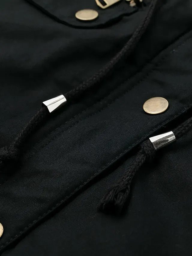 Women's Winter Coat Fleece Lined Puffer Jacket Drawstring Hooded Parka Thermal Warm Heated Jacket with Poackets Fall Long Coat Windproof