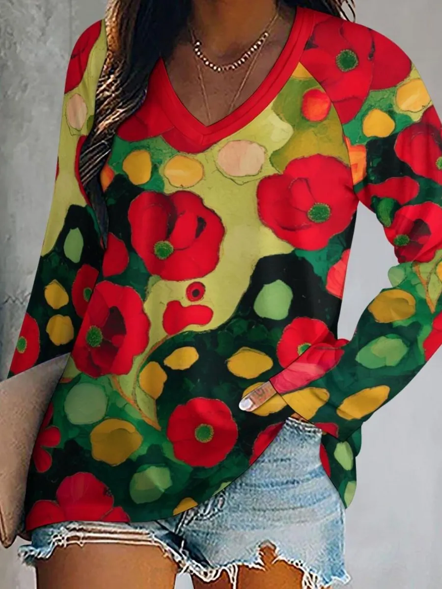 Art Floral Raglan T-Shirt