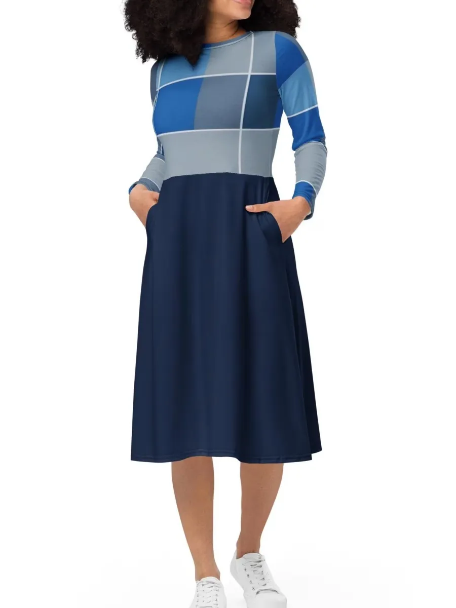 Plaid Print Round Neck Dress