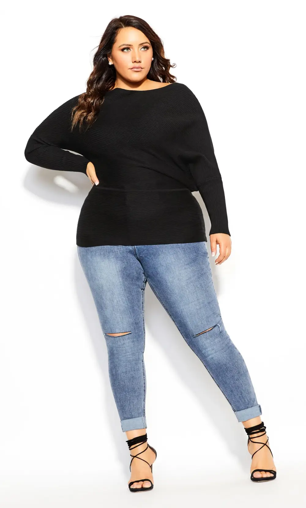 Evans Black Fitted Rib Jumper