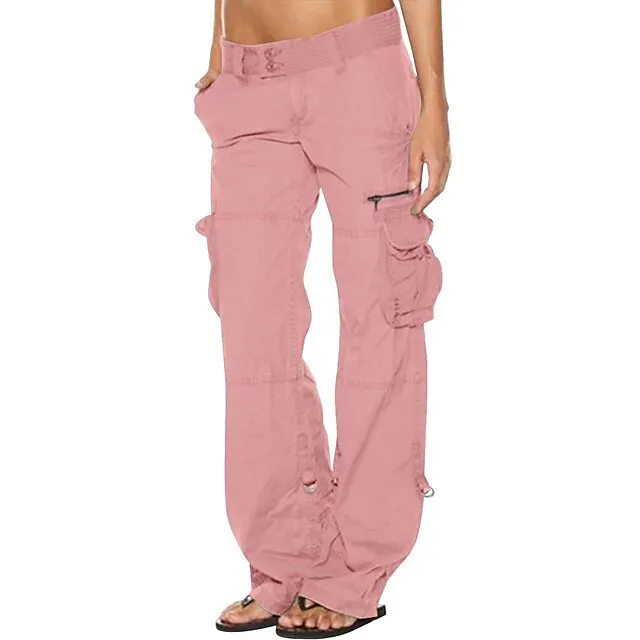 Women's Cargo Pants Tactical Cargo Pants Trousers Full Length Cotton Blend Pocket Baggy Low Waist Chic & Modern Casual / Sporty Sports Weekend Black Pink S M Summer Spring &  Fall