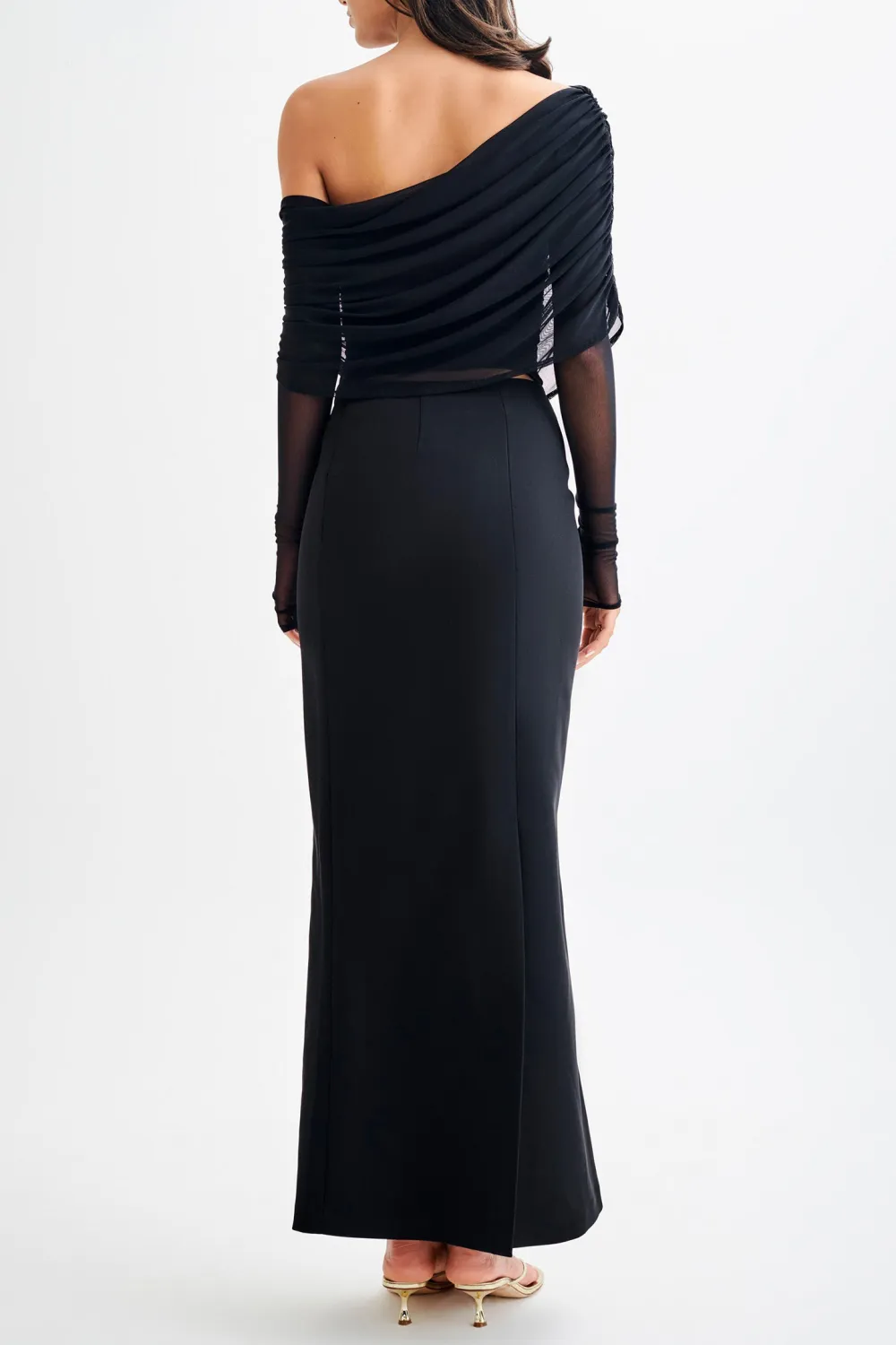 Sheer Mesh Off Shoulder Top