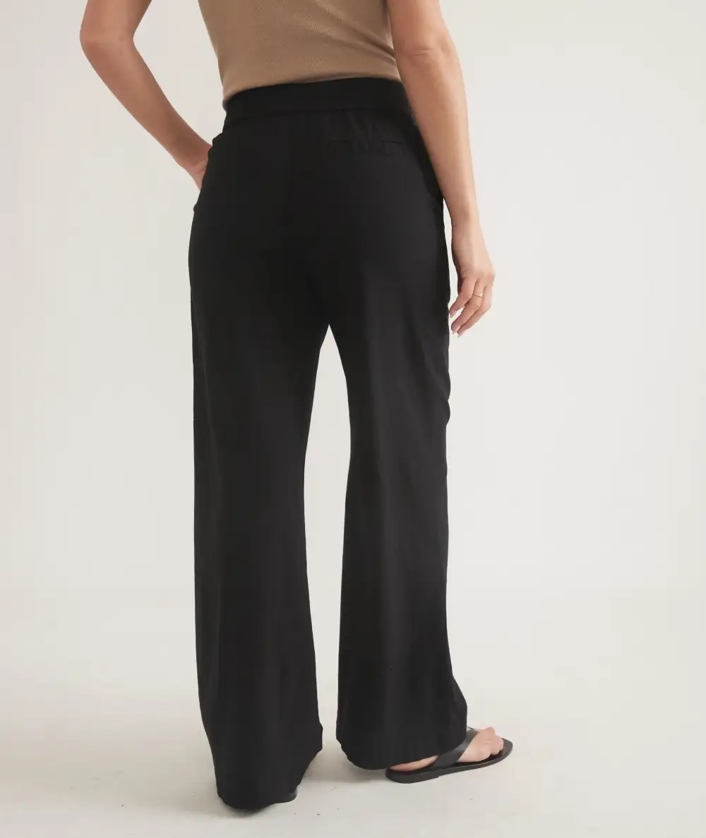 Black Linen Wide-Leg Trousers
