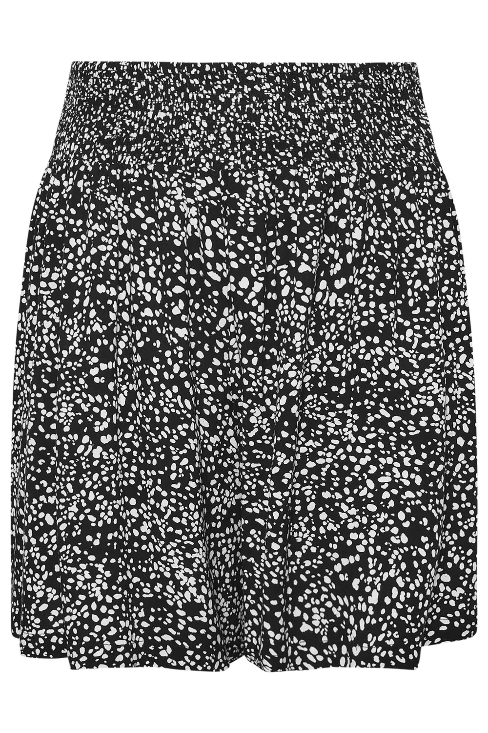 YOURS Curve Black Dot Print Shirred Shorts