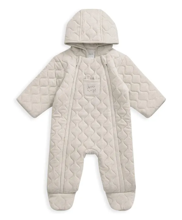 Bear Hugs Quilted Jersey Pramsuit - Sand