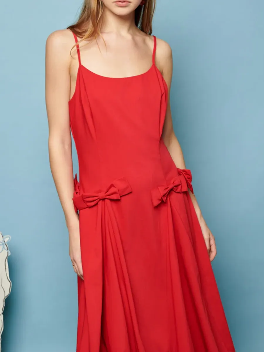 Crew Neck Bow Cami Dress