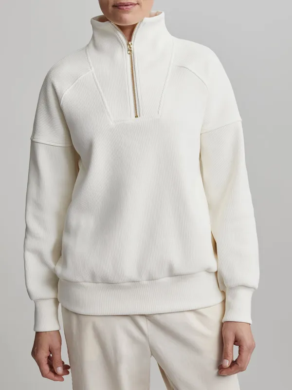 Modern Half-Zip Stand-Collar Waffle Sweatshirt