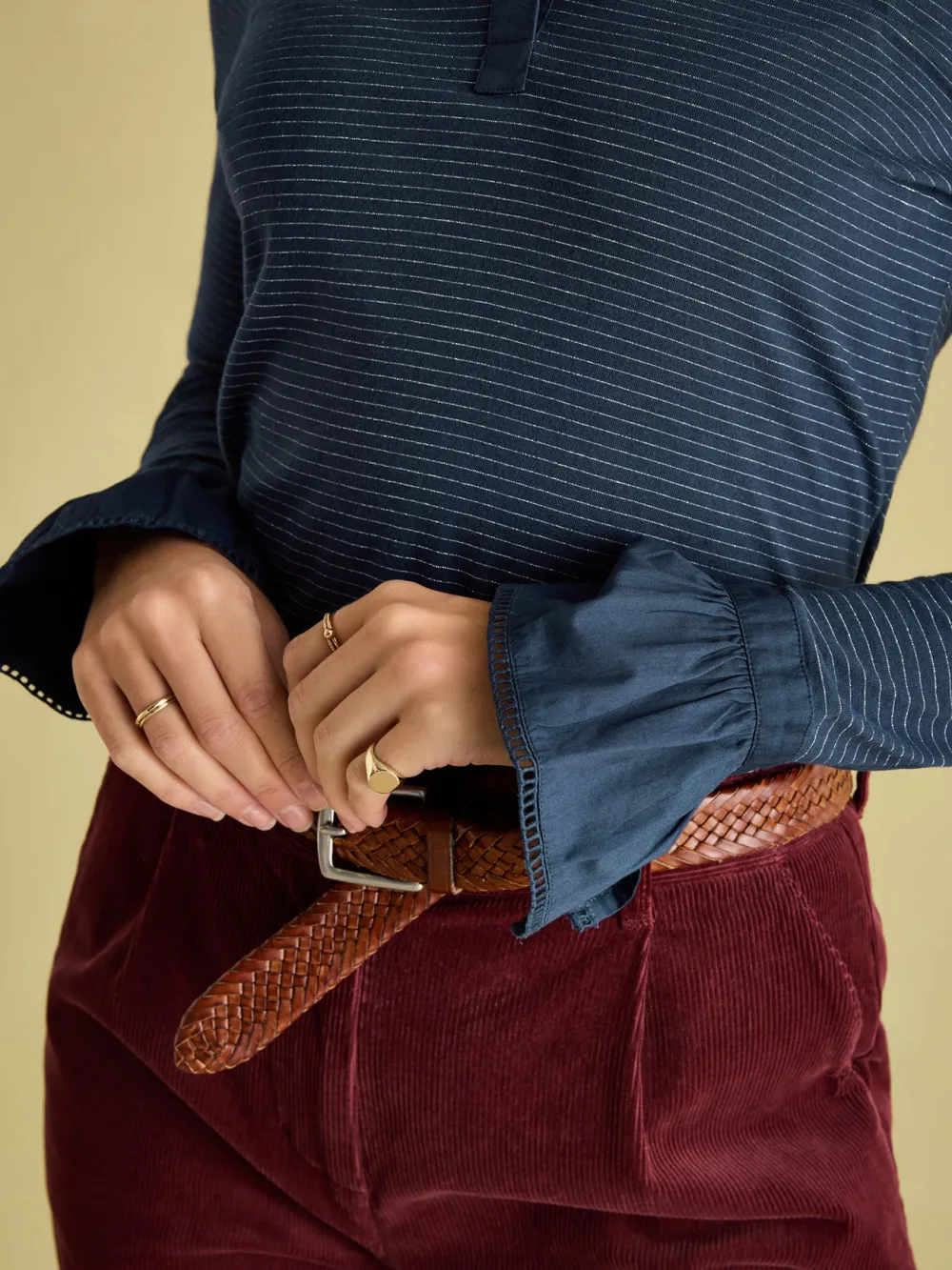 Black Long Sleeve Frilled Neck Top