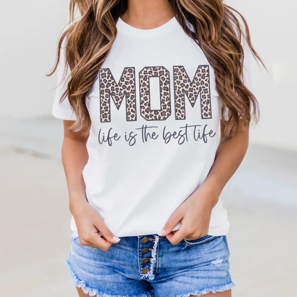 Mom Life Is The Best Life Print Round Neck Short Sleeve T-Shirt