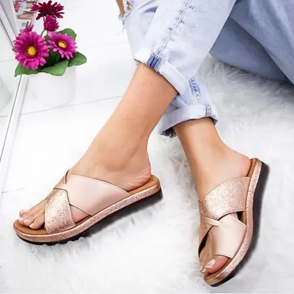 Women's Sandals Orthopedic Sandals Bunion Sandals Plus Size Outdoor Slippers Outdoor Daily Beach Summer Platform Open Toe Elegant Classic Casual PU Leather Microfiber Color Block Black Silver