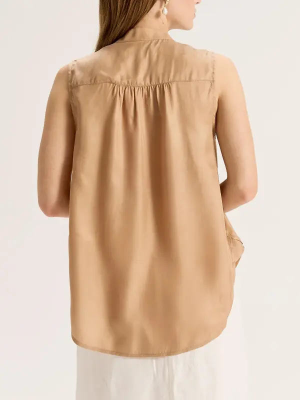 Ruffle Detail High Neck Tank Tops