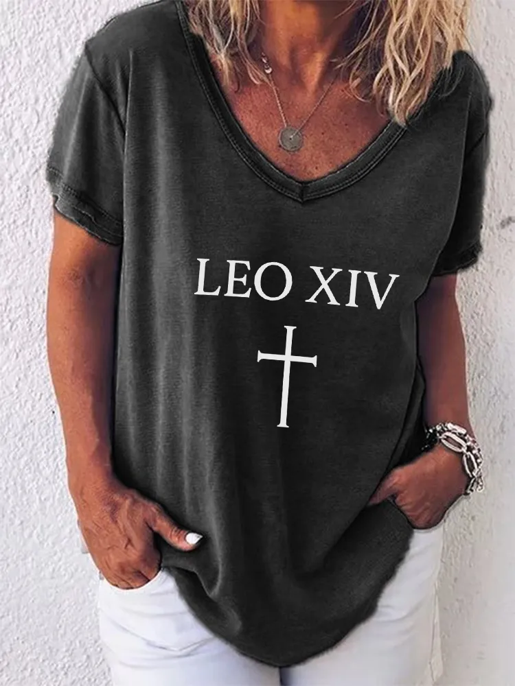 Women'S Pope Leo Xiv Round-Neck Short-Sleeved T-Shirt