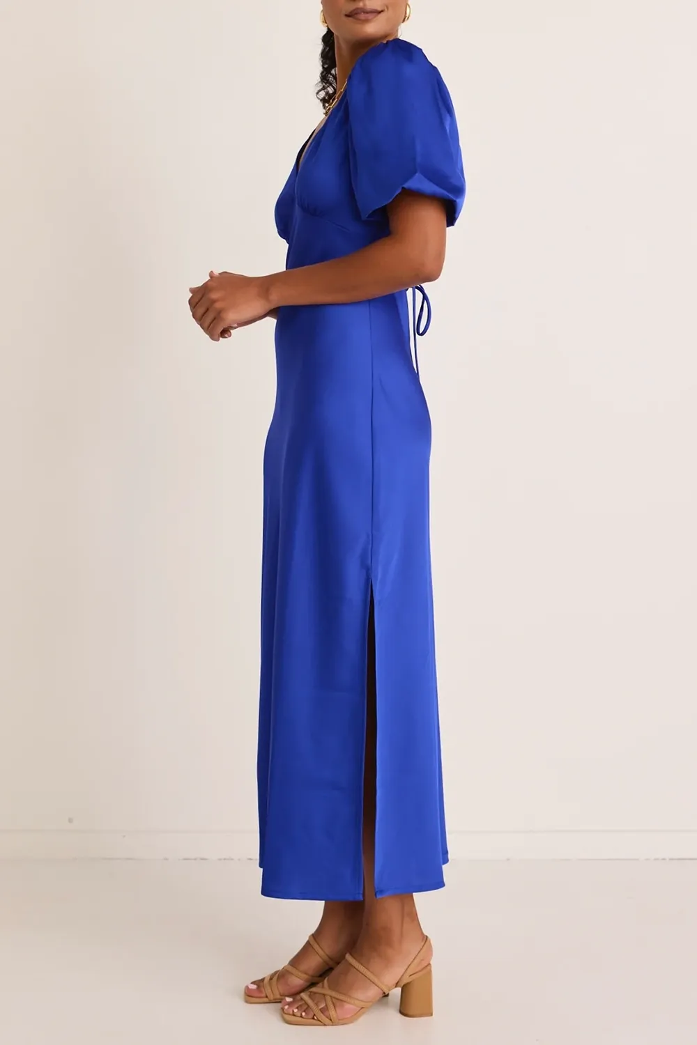 Puff Sleeve Bias Maxi Dress