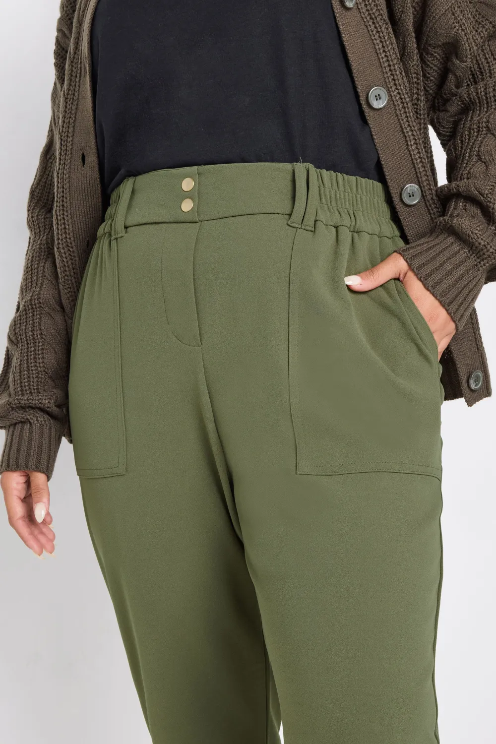 YOURS Curve Black Scuba Cuffed Cargo Joggers