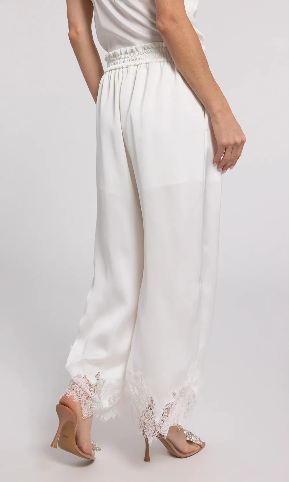 Lace Hem Satin Pants