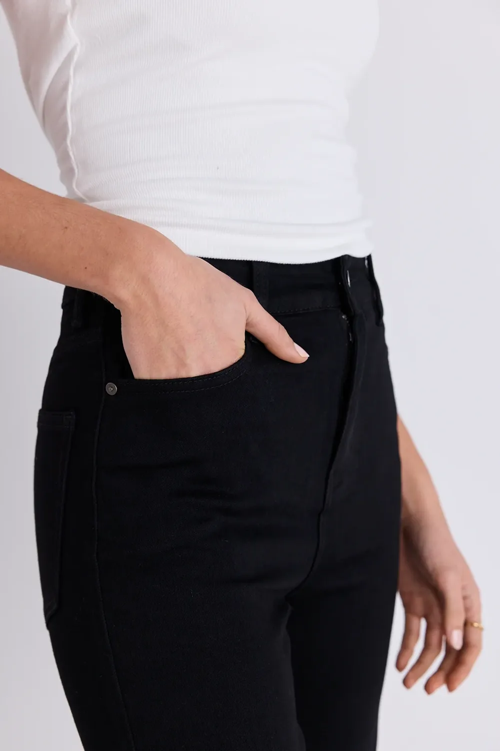 Black High - Waist Straight Jeans