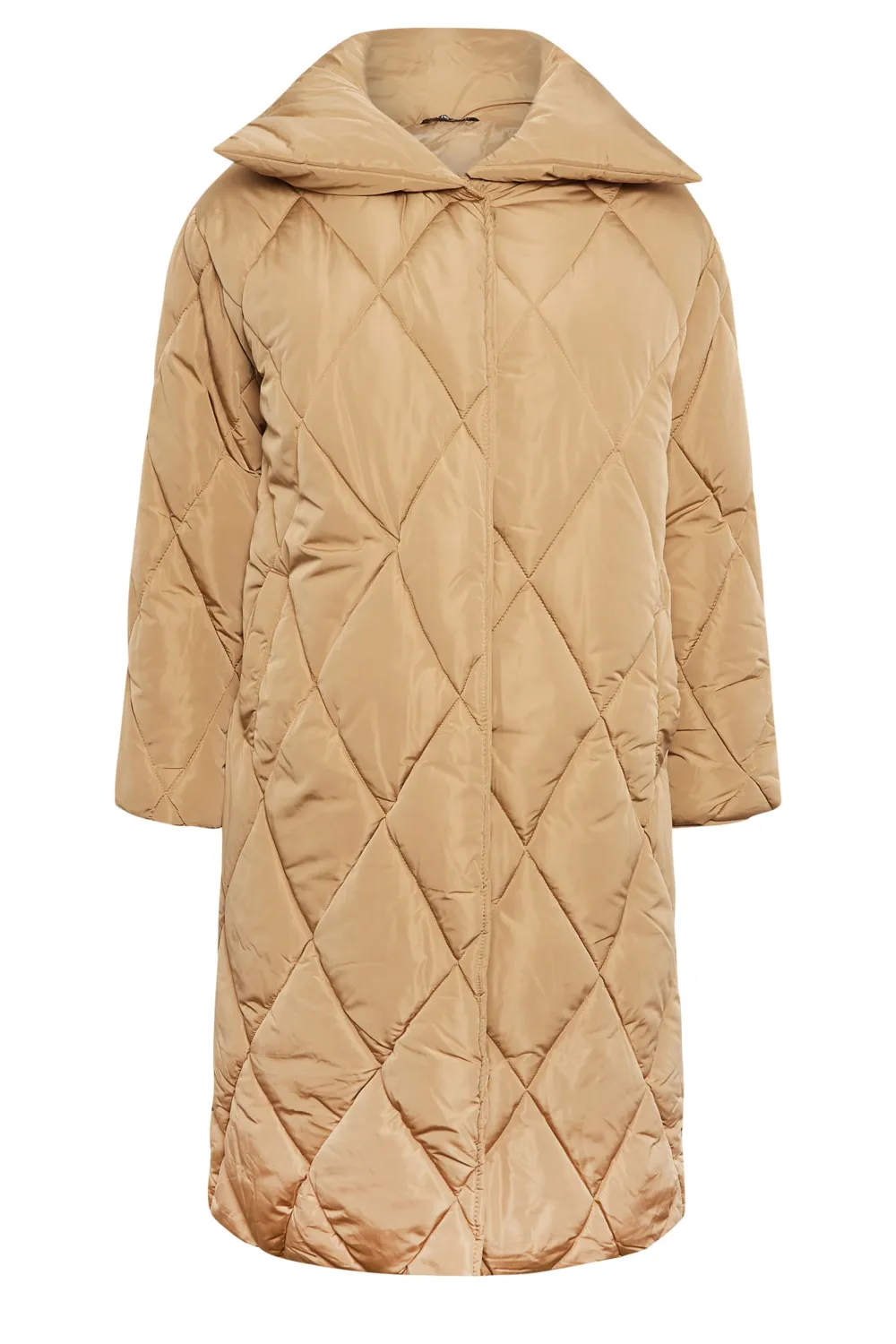 YOURS Curve Beige Brown Quilted Puffer Coat