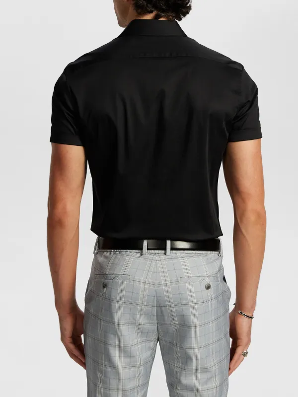 Black Slim Fit Muscle Short Sleeve Shirt