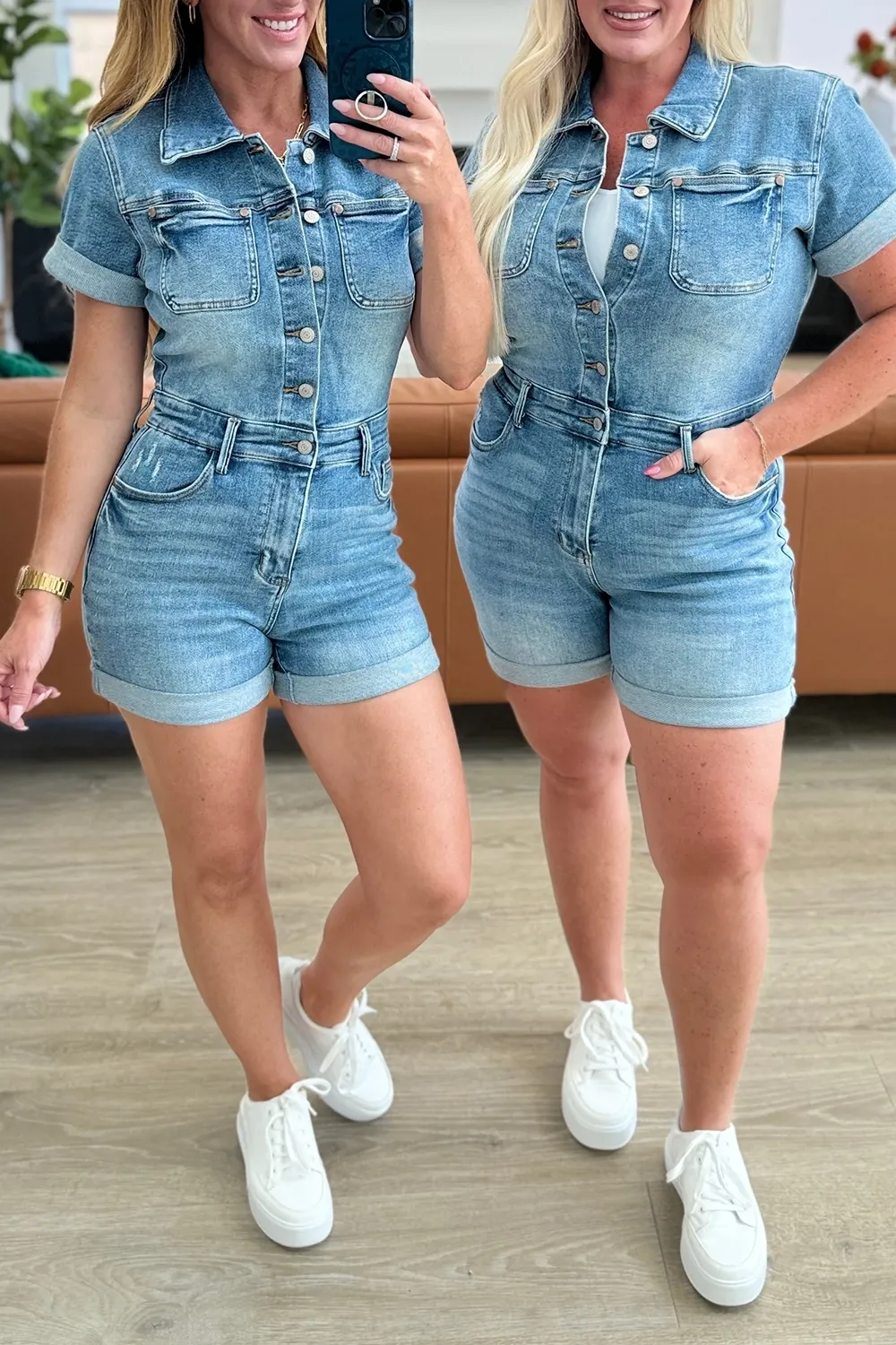 Summer Basic Slimming  Blue Denim Jumpsuit