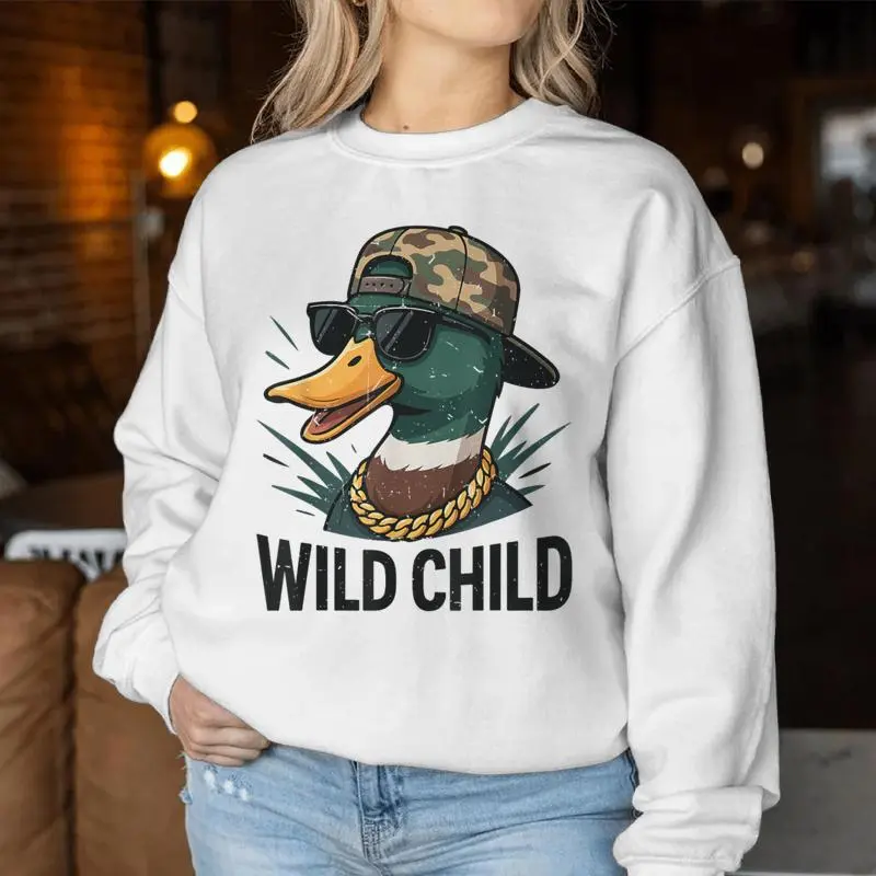 Youth Boy Wild Child Mallard Duck Hunting Camo Hunting Women Sweatshirt