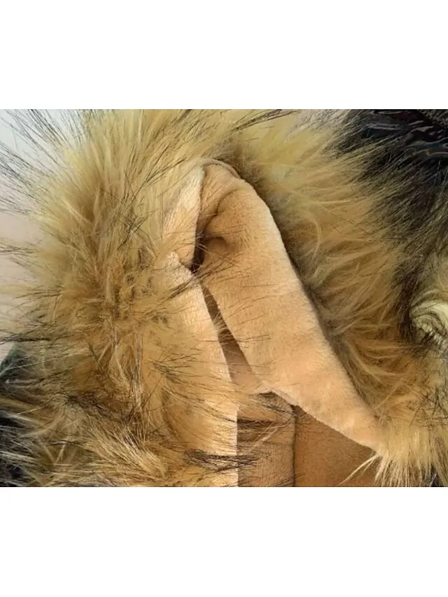 Women's Winter Jacket Parka Warm Breathable Daily Going out Pocket Fur Collar Fleece Lined Zipper Hoodie Active Simple Comfortable Solid Color Regular Fit Outerwear Long Sleeve Winter Fall Silver