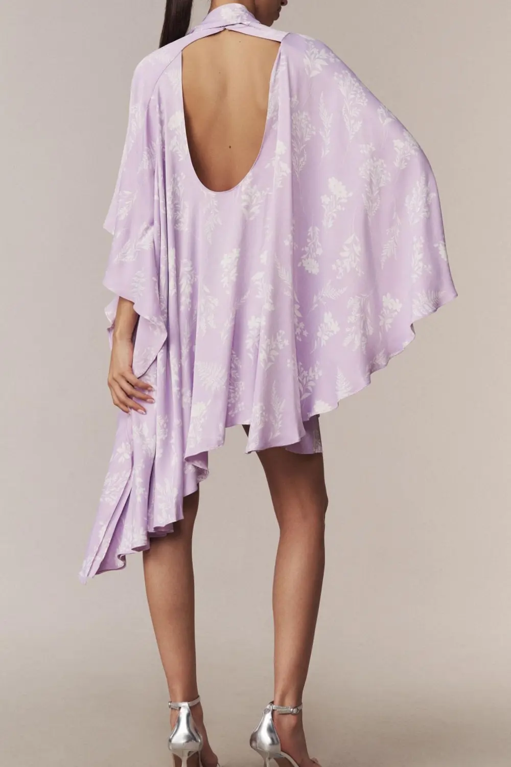 Maria Long-Sleeve High-Neck Swing Mini Dress