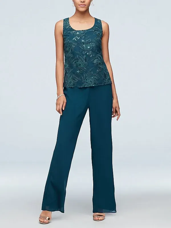 Elegant wedding chiffon sequin jacket cardigan women's three-piece set