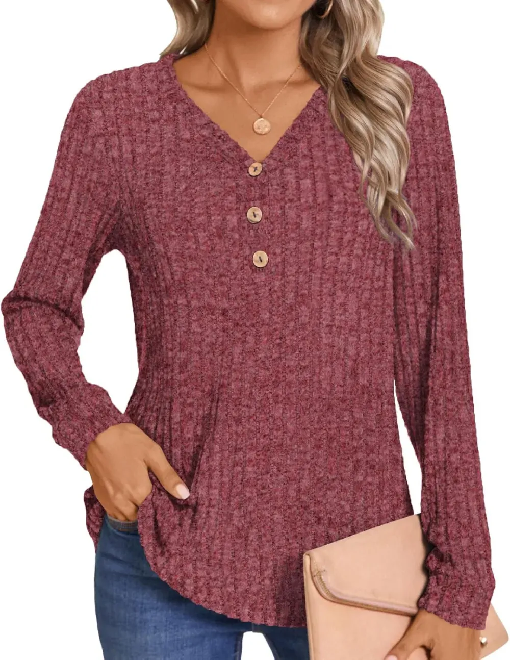 HOTGIFT Womens 2024 Fall Winter Tunic Tops Long Sleeve Casual T-Shirts Soft Comfy Stripe Blouse Lightweight