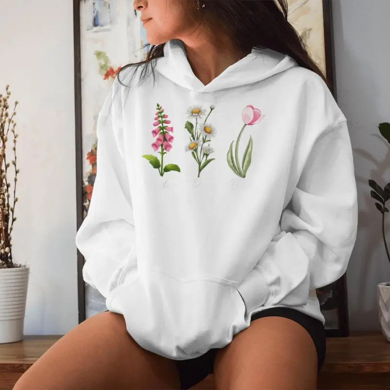 Foxglove Daisy Tulip Subtle Foxtrots Deltas Tangos Floral Women Hoodie