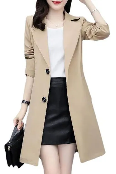 Front Tie Solid Lapel Trench Coat