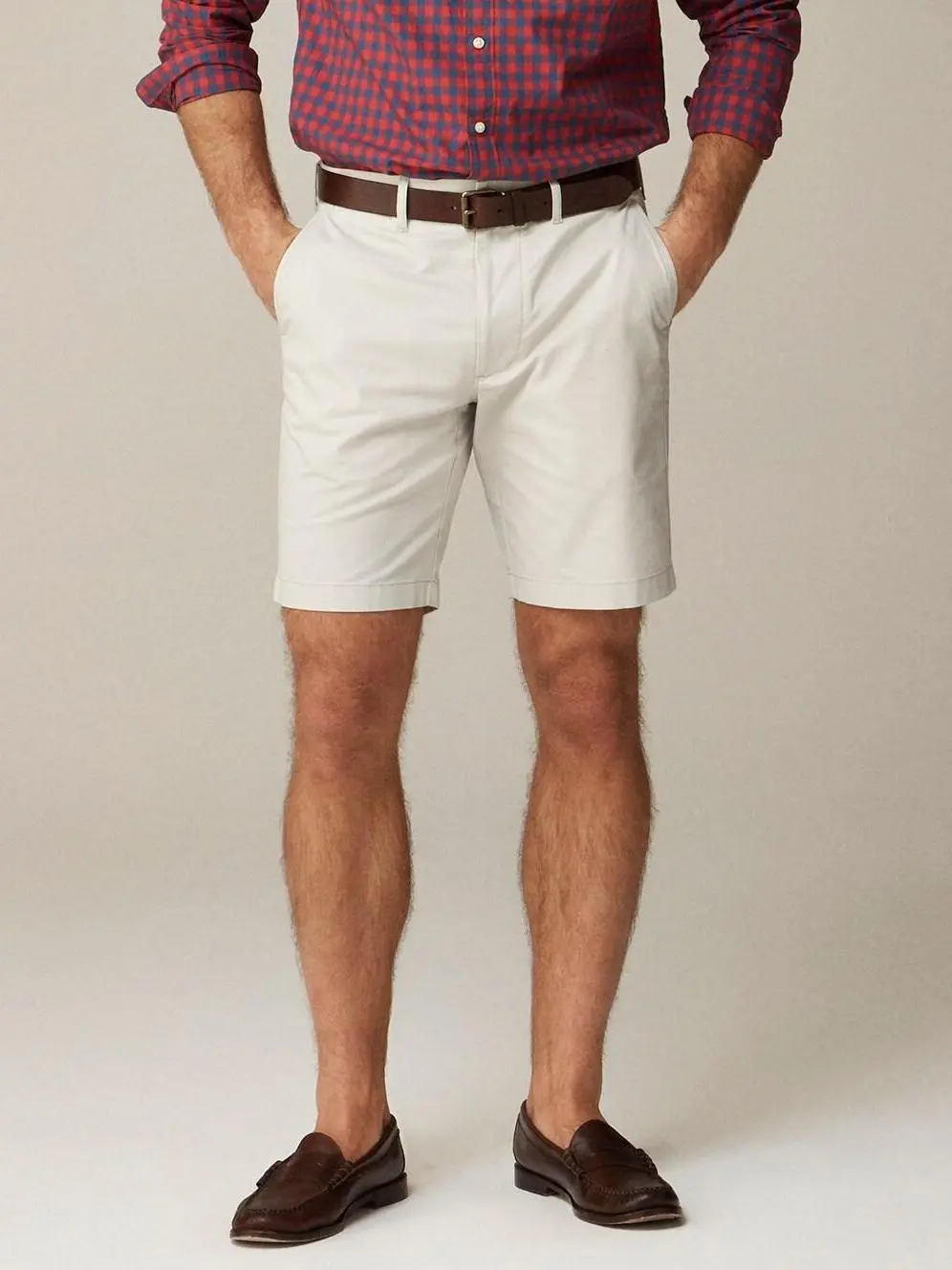 Cream Colored Cotton Blend Shorts