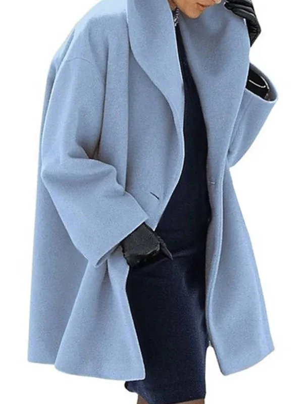 Women's Fashion Round neck loose hooded woolen coat