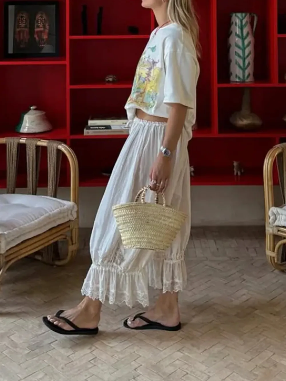 Casual Style Young Bloomer Pants Ivory