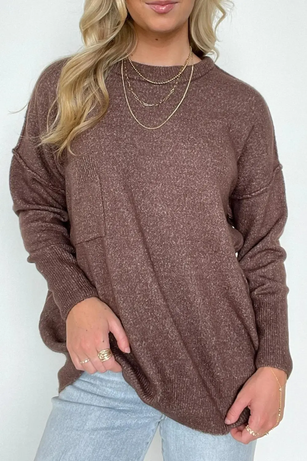High Low Hem Pocket Sweater
