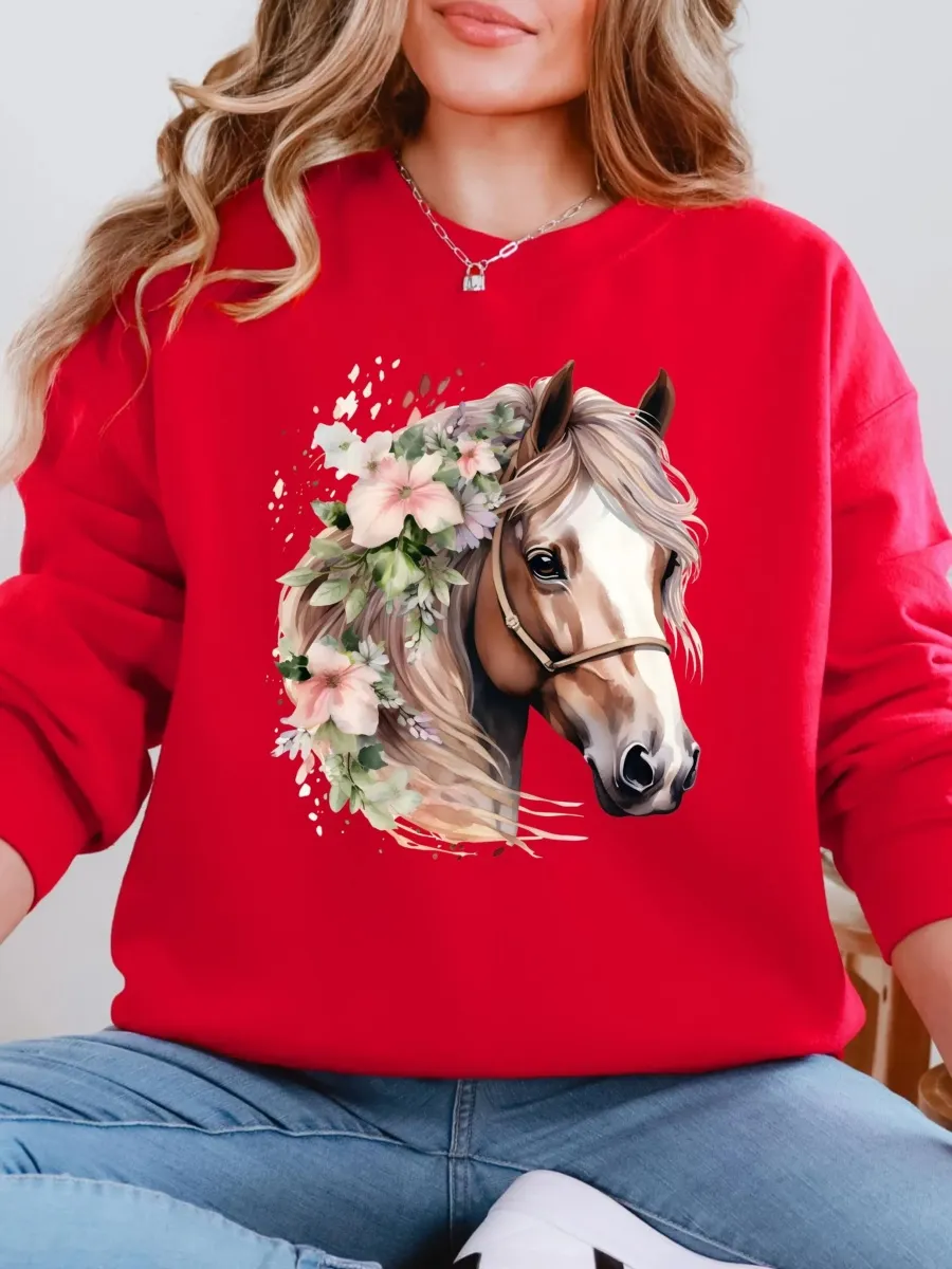 Boho Floral Horse Sweatshirt