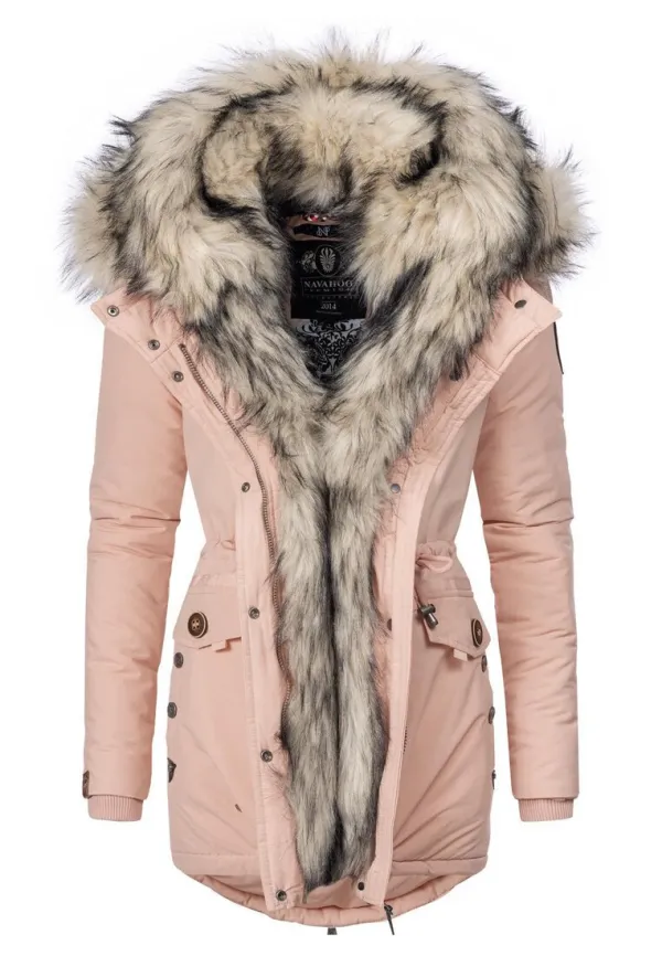 Ladies Winter Thicken Windproof Parka Pink