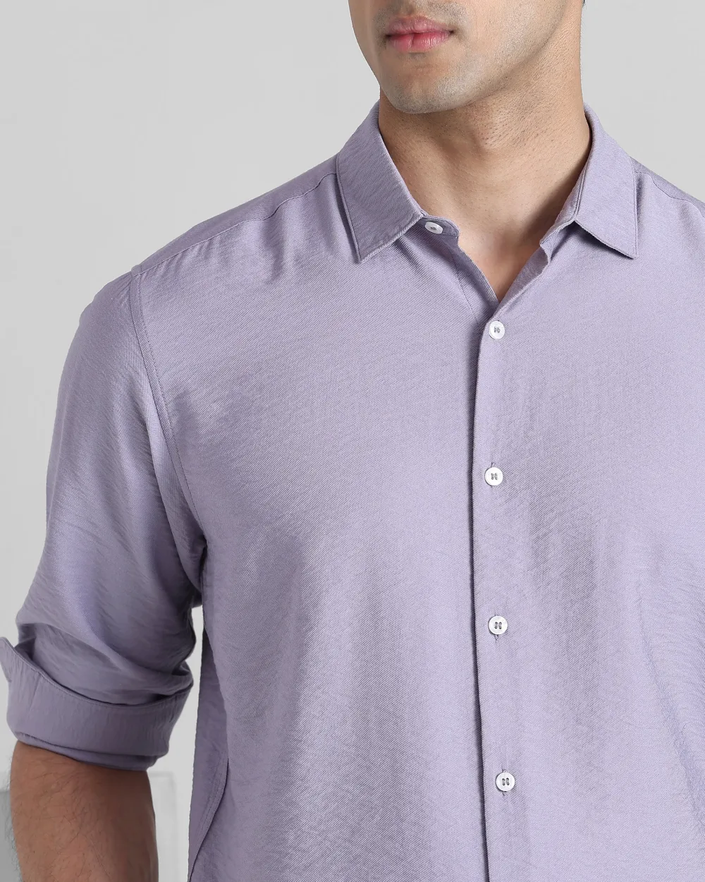Leisure Simple Comfortable Slim-Fit Breathable Lilac Shirt
