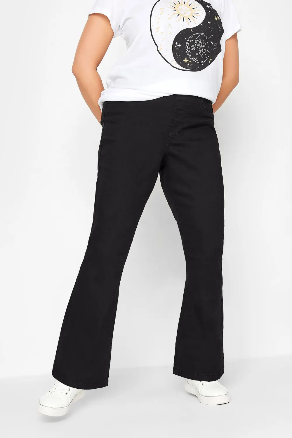 YOURS Curve Black Stretch Pull-On HANNAH Bootcut Jeggings