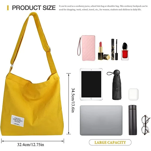 Canvas Tote Bag For Women Retro Large Size Canvas Shoulder Bag Hobo Crossbody Handbag Casual Tote For Shopping And Travel