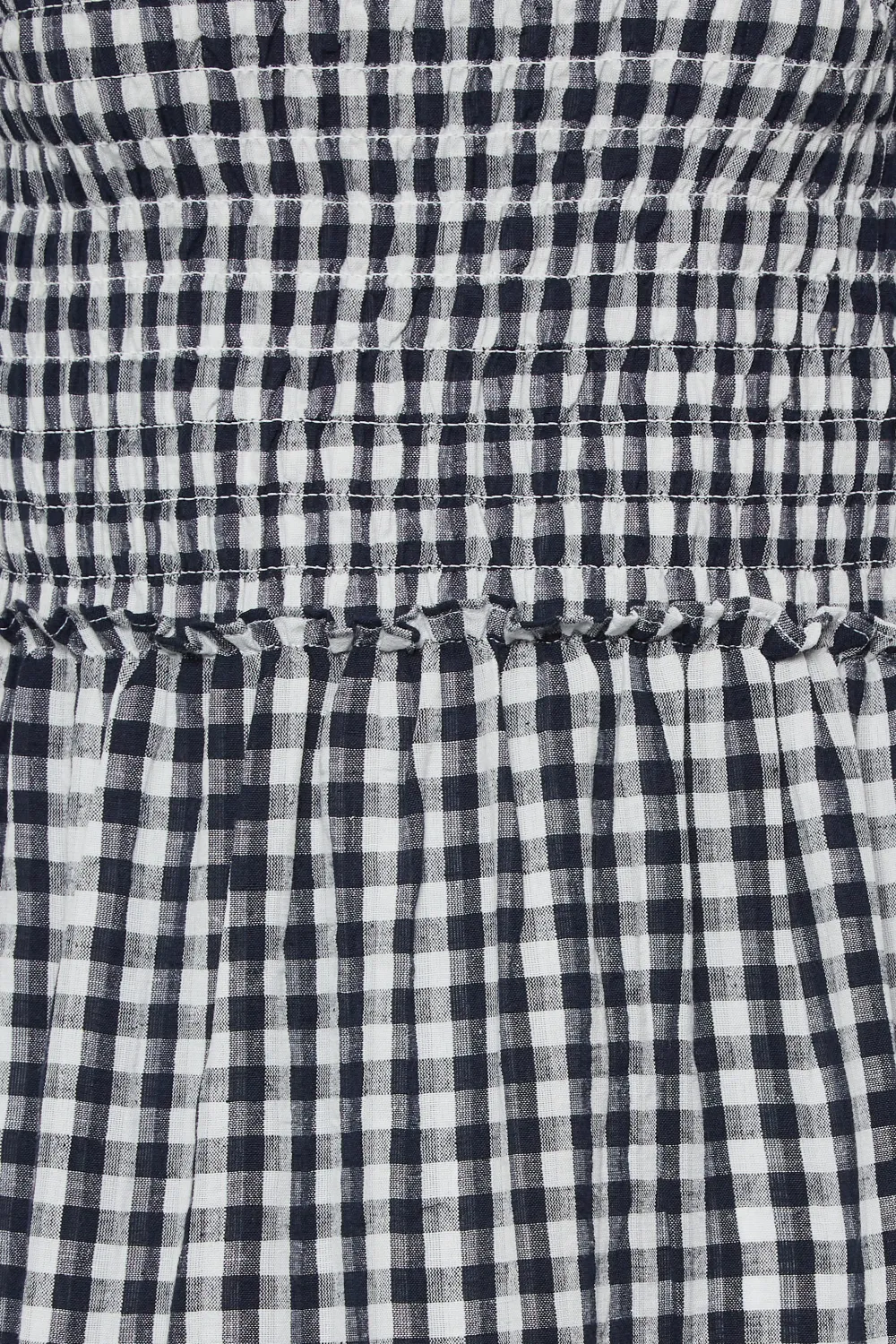 LTS Tall Black Gingham Shirred Midi Dress