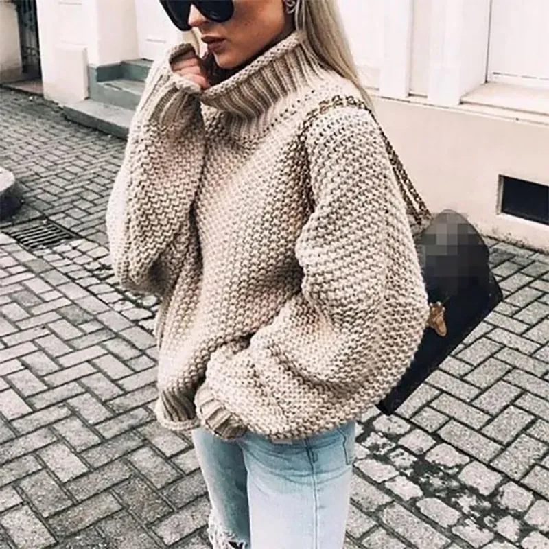 Fashion High Neck Loose Knit
