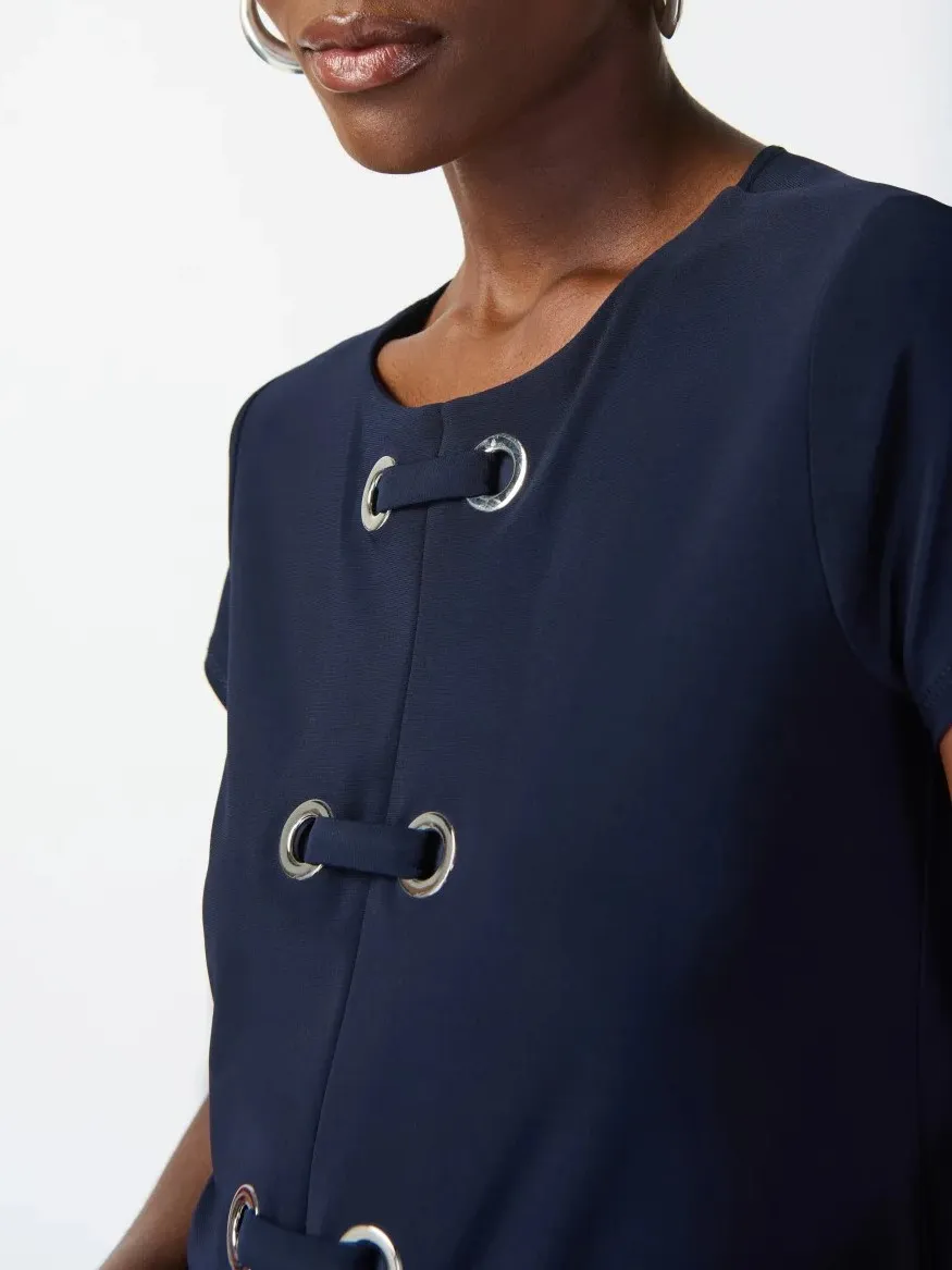 Navy Button - Front Split - Hem Tunic