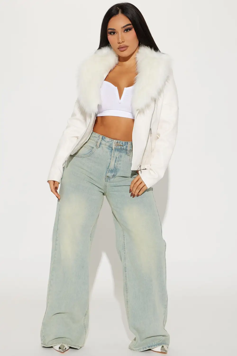 Elsa Faux Leather Jacket - White