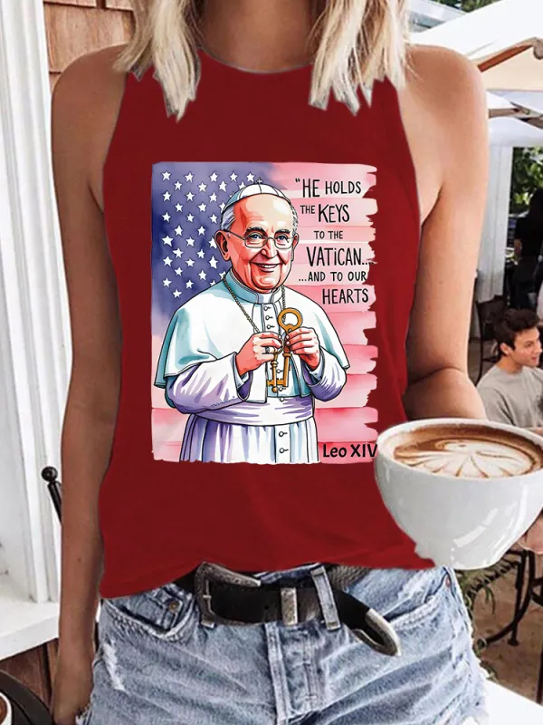 Women's He Holds The Keys To The Vatican And To Our Hearts Crew Neck Vest