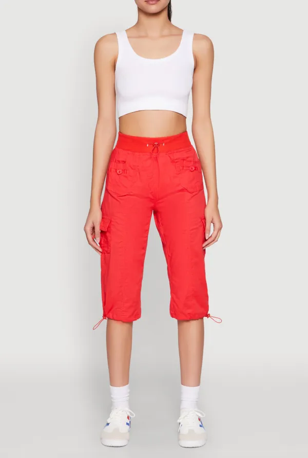 Solid Color Cropped Pants